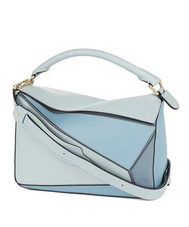 Puzzle bag in classic calfskin Aqua Light Blue Stone Blue LOEWE