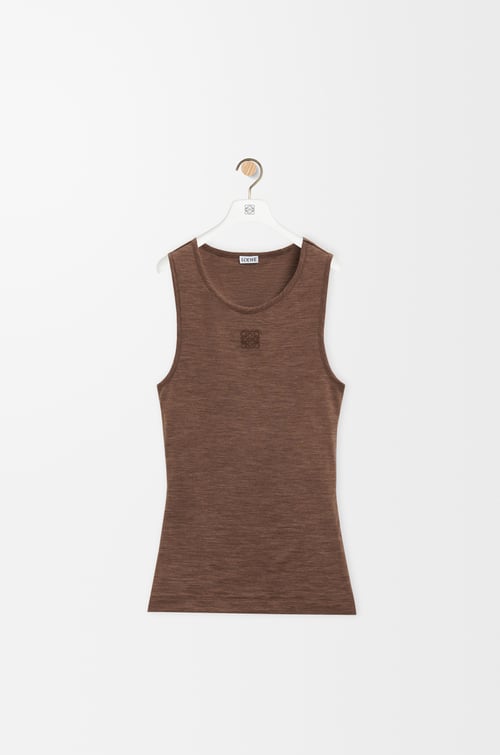 LOEWE Anagram tank top in stretch wool Chocolate Brown plp_rd