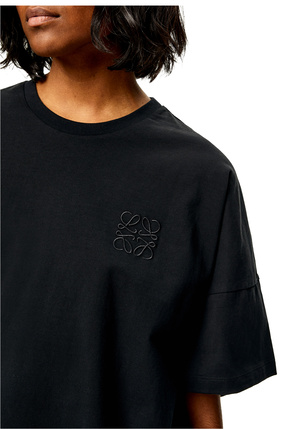 LOEWE Camiseta corta oversize en algodón con anagrama Negro