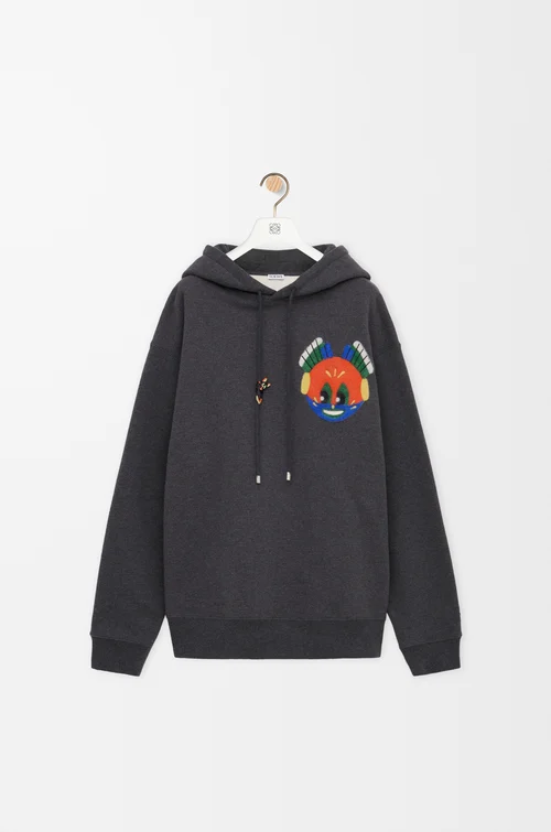 LOEWE Sudadera con capucha en algodón Gris Oscuro Jaspeado