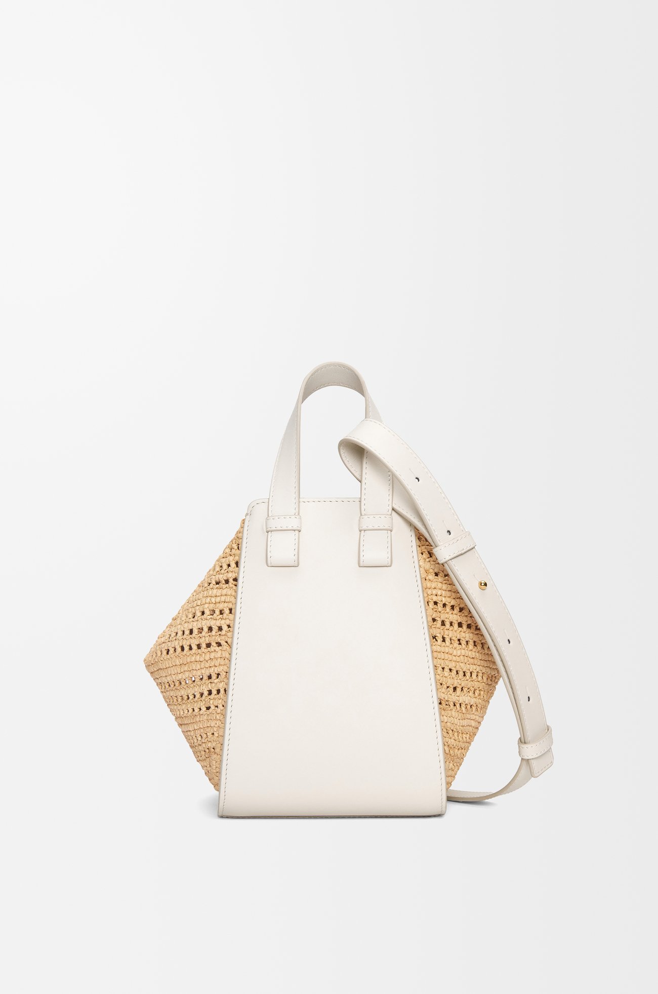 LOEWE Compact Hammock bag in raffia and calfskin Soft White/Natural