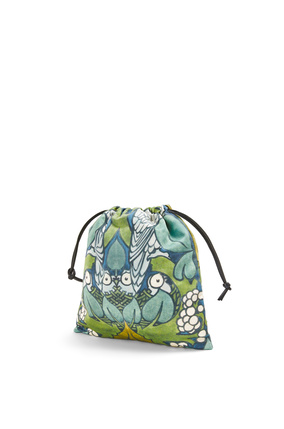 LOEWE Small Owl drawstring pouch in canvas and calfskin Green plp_rd