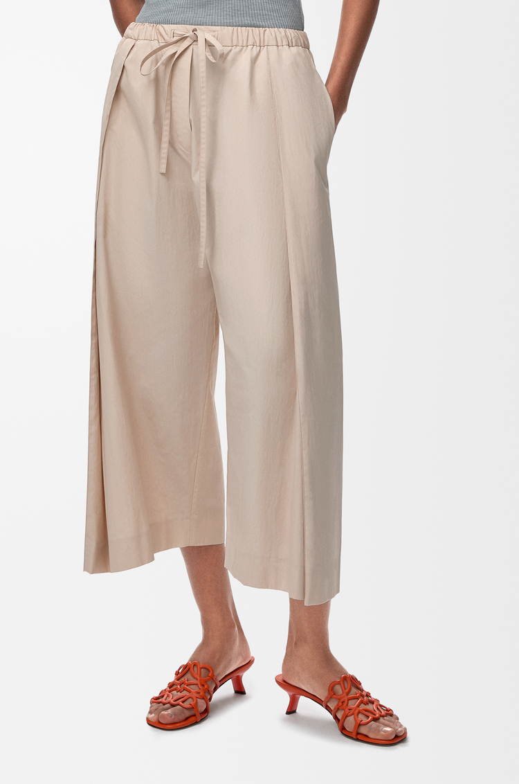 LOEWE Cropped elasticated trousers in cotton Light Beige