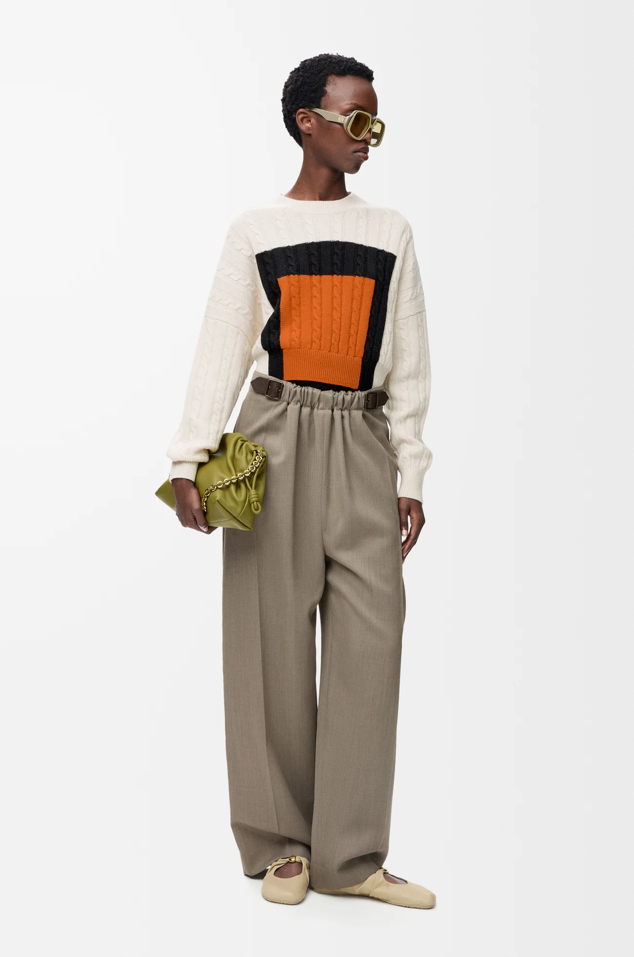 LOEWE 스웨터 - 울 라이트 고스트/진저 오렌지