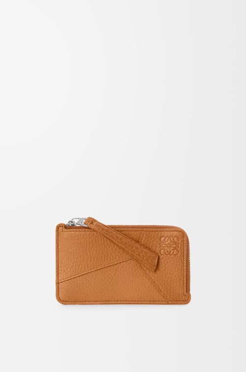 LOEWE 퍼즐 코인 카드홀더 - 유연한 그레인 카프스킨 라이트 캐니언 브라운