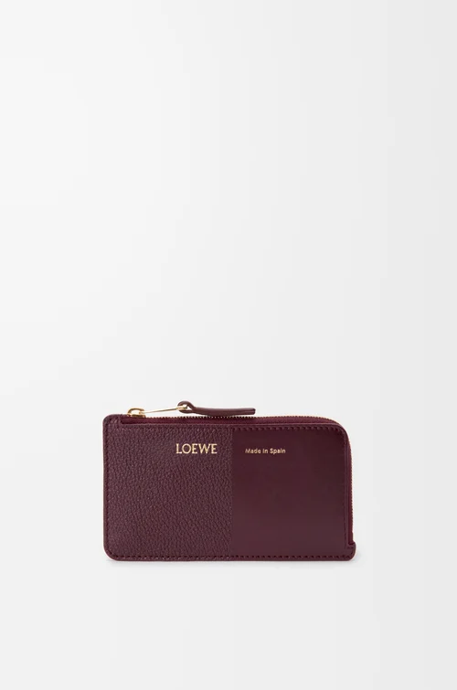 LOEWE 光滑粒面牛皮革硬币卡包 深酒红
