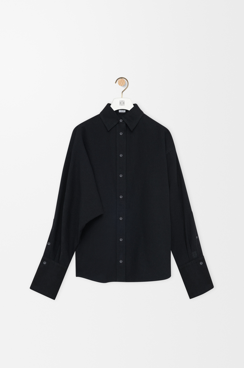 LOEWE Camisa cruzada en denim Negro