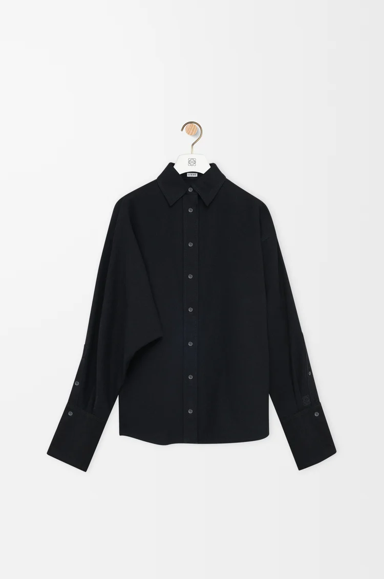 LOEWE Camisa cruzada en denim Negro