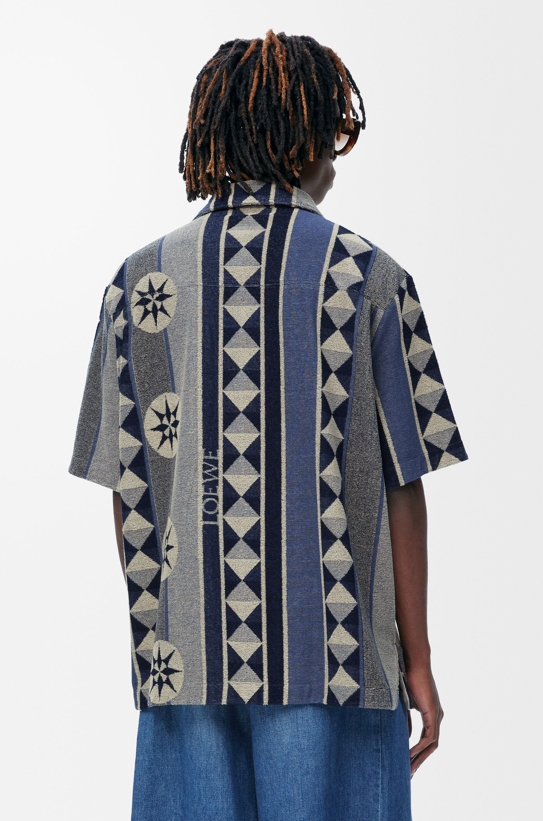 Short sleeve shirt in terry cotton jacquard Blue - LOEWE