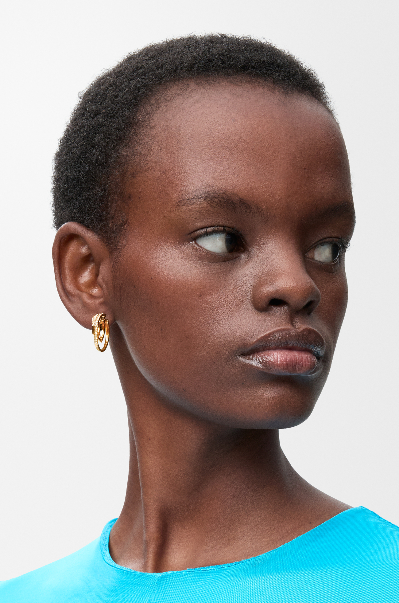 LOEWE Pendientes de aro Stacked en plata de ley y cristales Dorado/Blanco