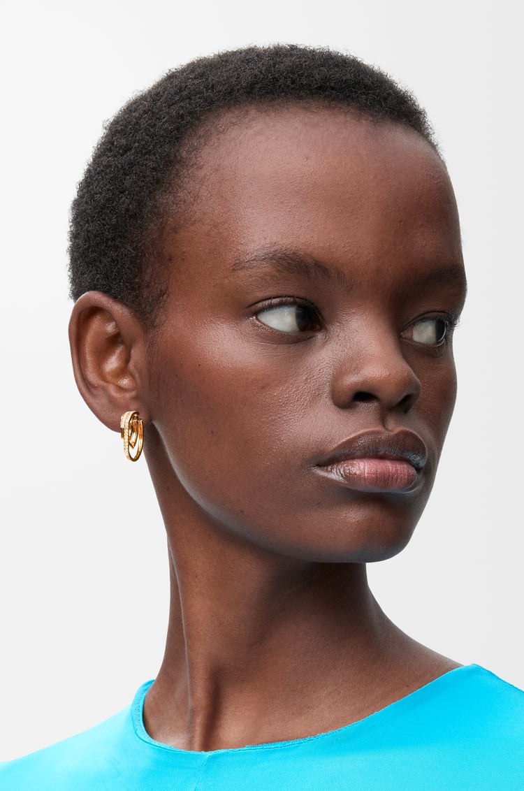 LOEWE Stacked hoop earrings in sterling silver and crystals Gold/White