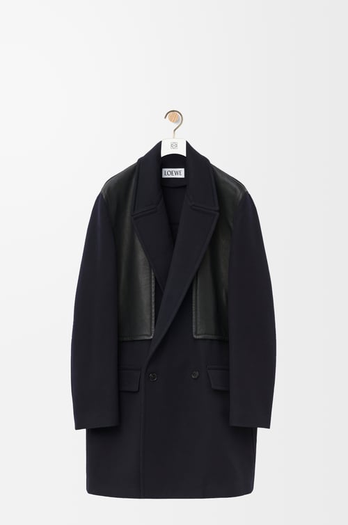 LOEWE Peacoat in wool and cashmere Midnight Blue