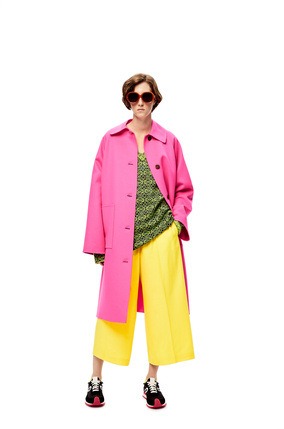LOEWE Neon coat in wool and cashmere Fluo Pink plp_rd
