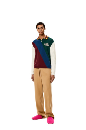 LOEWE Patchwork polo collar sweater in wool Green/Blue/Burgundy plp_rd