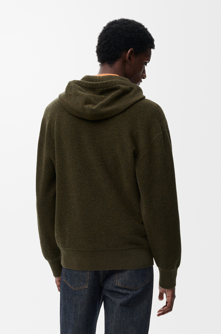 LOEWE Anagram Kapuzenpullover mit Reißverschluss aus Wolle Khakigrün