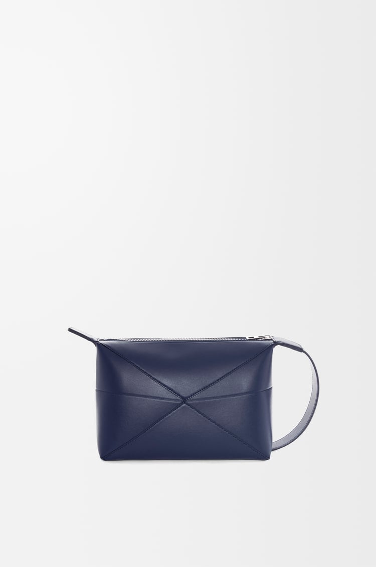 LOEWE Puzzle Fold wash bag in shiny calfskin Abyss Blue