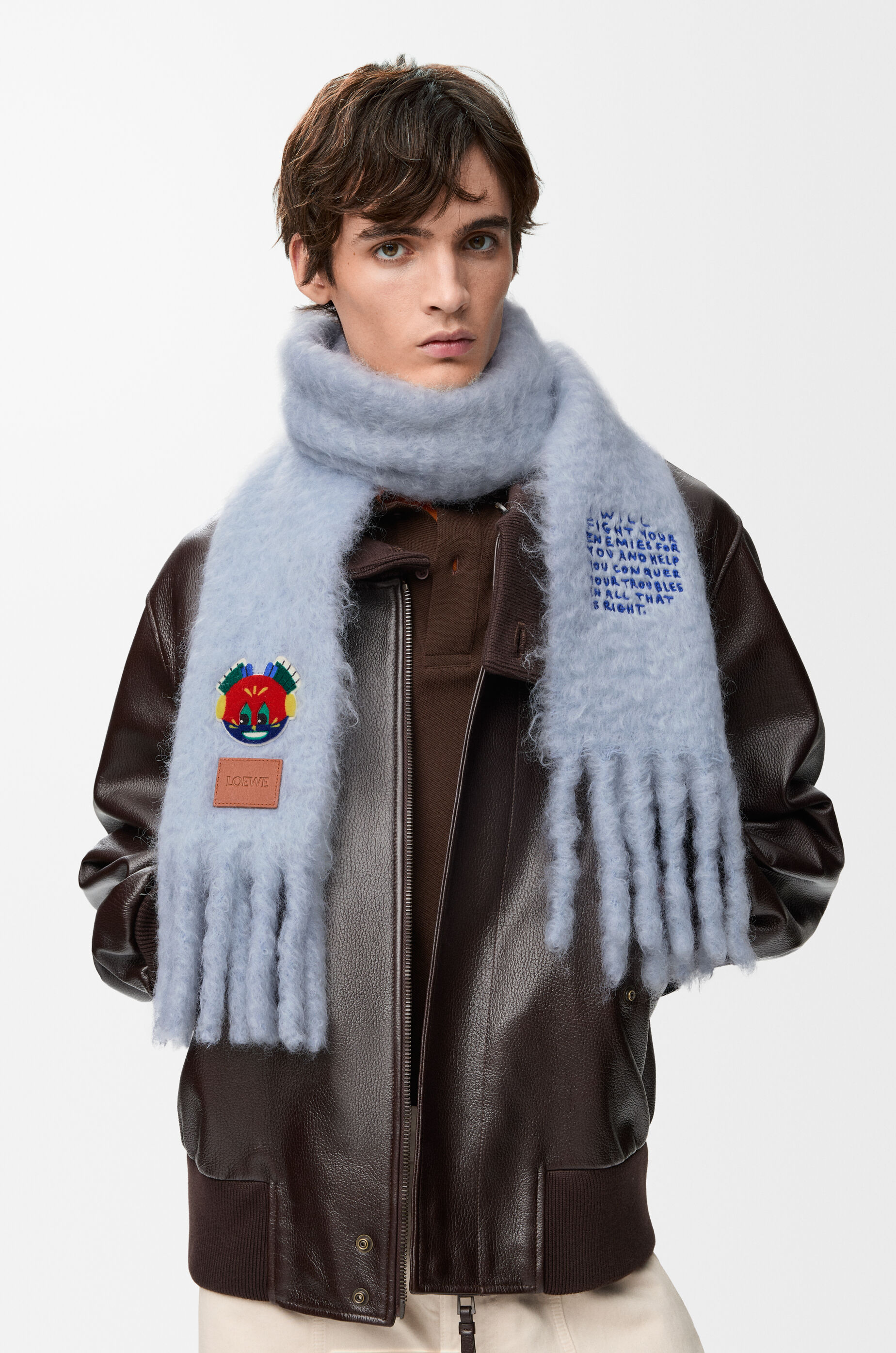 スカーフ（モヘア&ウールブレンド） ブルー - LOEWE