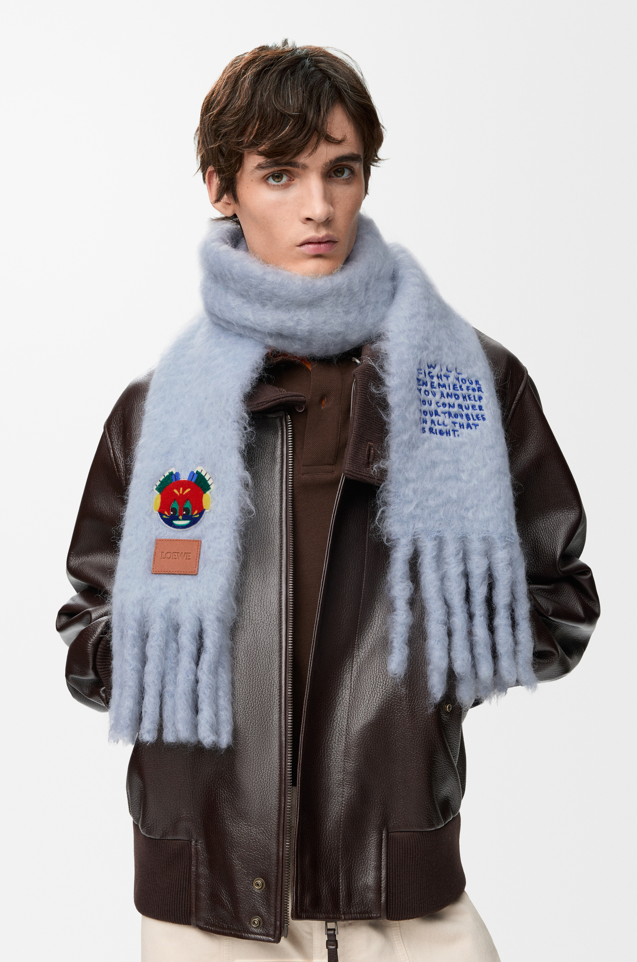 LOEWE Scarf in mohair and wool blend Baby Blue