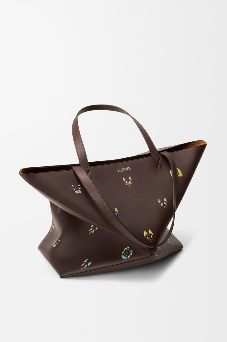 LOEWE Bolso Puzzle Fold tote Cats XL en piel napa de ternera Marrón