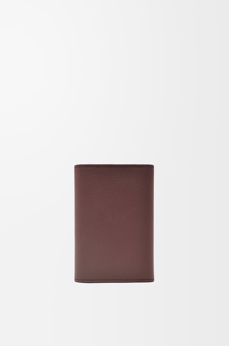 LOEWE 石紋小牛皮小型直式 Anagram 錢包 勃根地紅