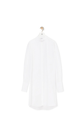 LOEWE Pleated shirt dress in cotton Optic White