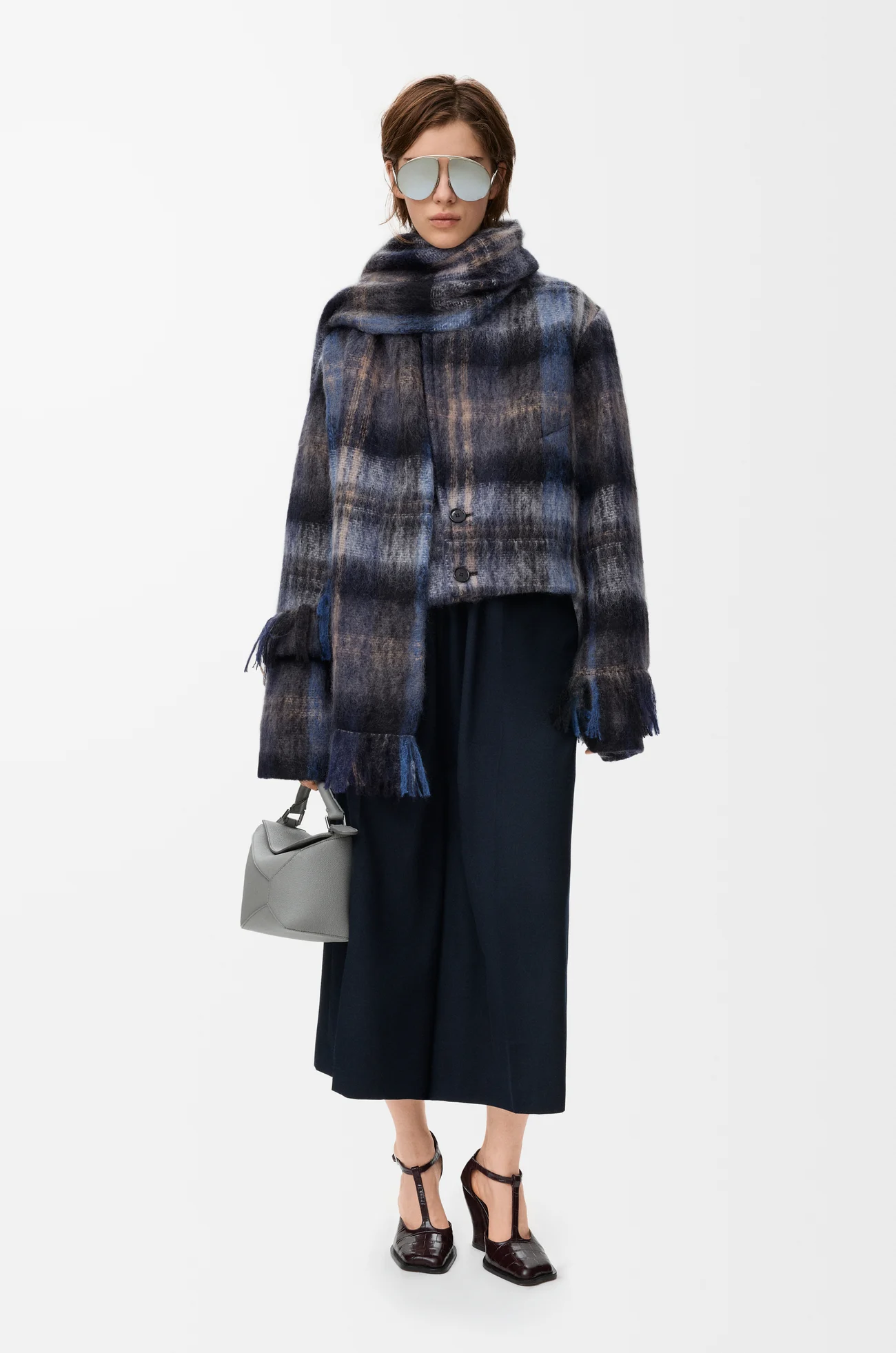 LOEWE Jacket in mohair and wool blend Blue/Multicolor