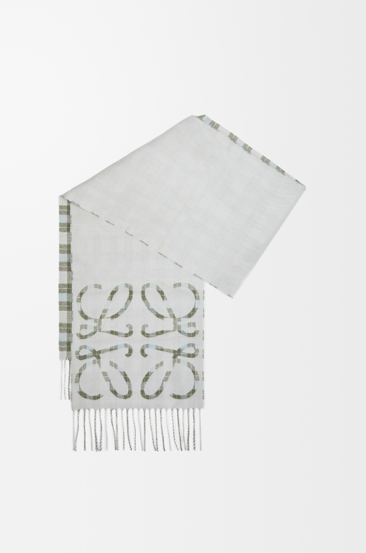 LOEWE Bufanda Anagram en seda y cashmere Gris Claro/Multicolor