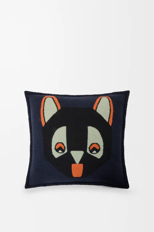 LOEWE Cushion in wool Dark Navy Blue