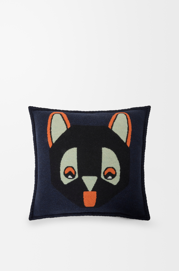 LOEWE Cushion in wool Dark Navy Blue