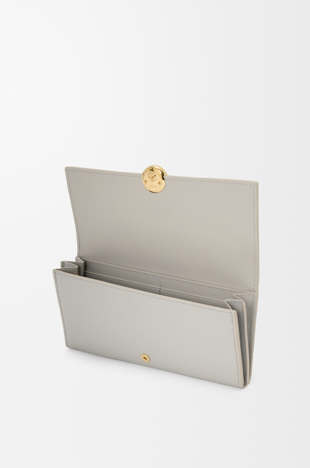 LOEWE Pebble continental wallet in shiny nappa calfskin Shell Grey