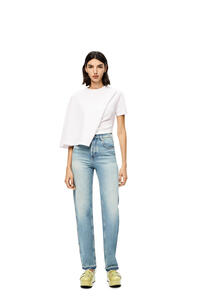 LOEWE Cropped draped top in cotton blend White pdp_rd