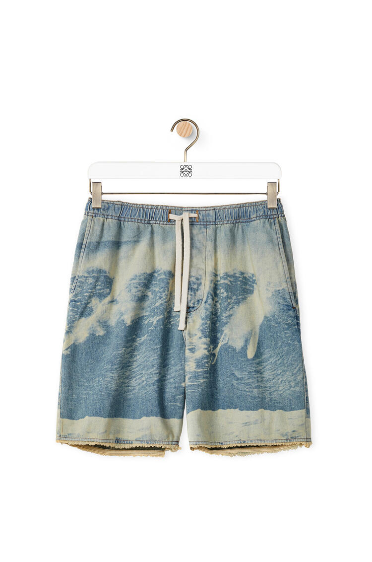 LOEWE Surf print drawstring shorts in denim Jeans Blue pdp_rd
