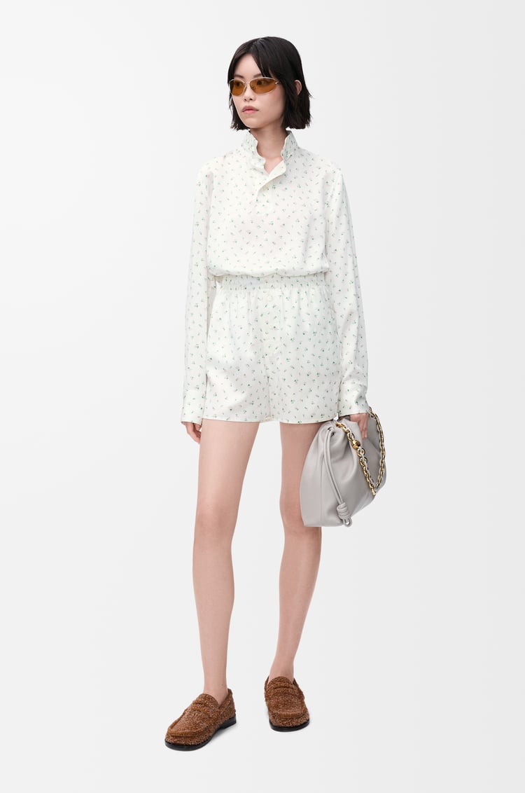 LOEWE Shorts in silk White/Green