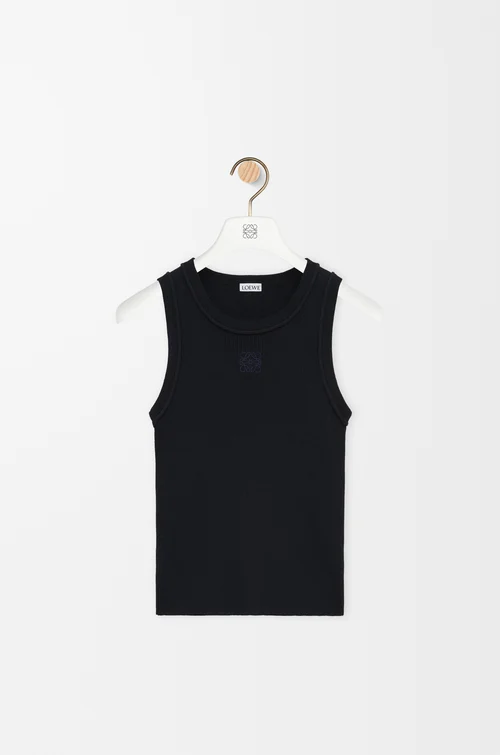 LOEWE Top Anagram sin mangas en viscosa elástica Negro