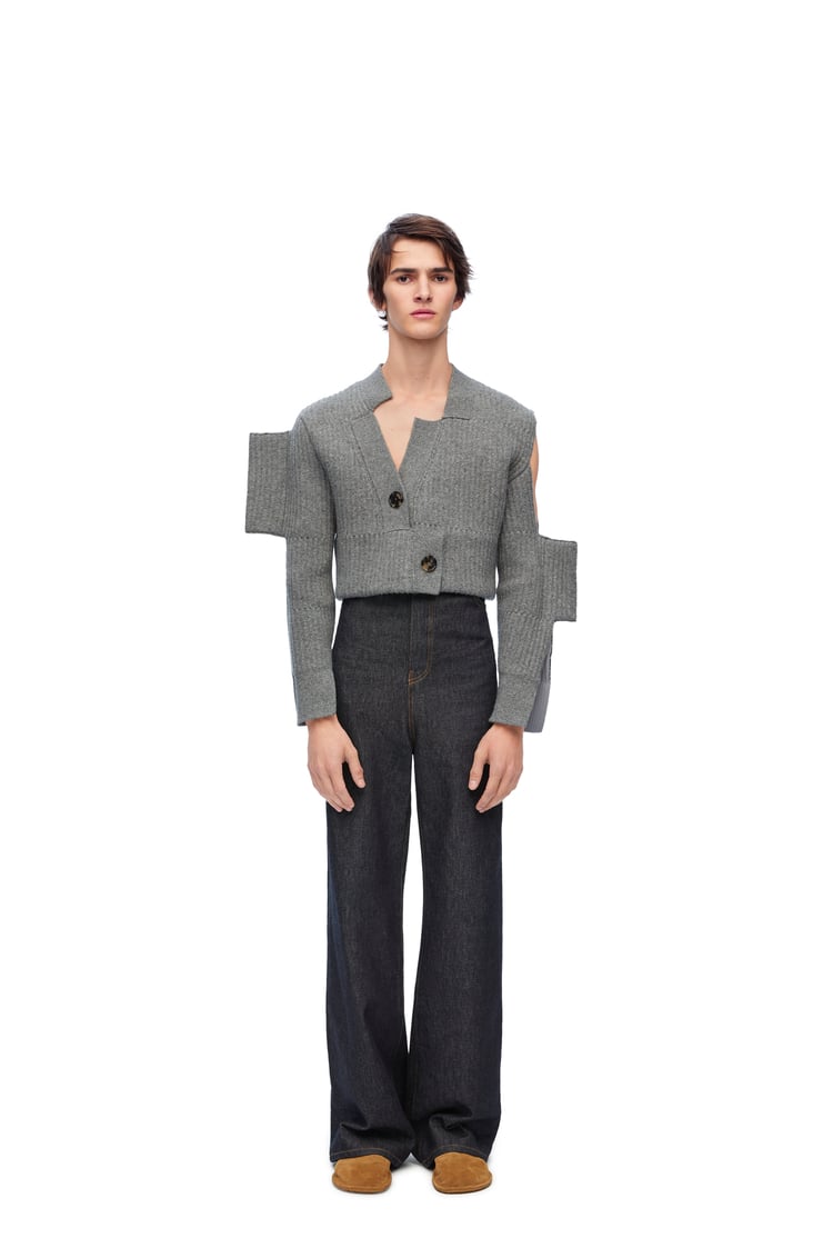 LOEWE Distorted cardigan in cashmere Grey Melange