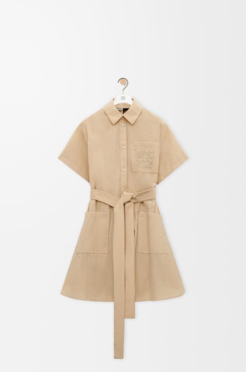 LOEWE Shirt dress in cotton blend Light Beige
