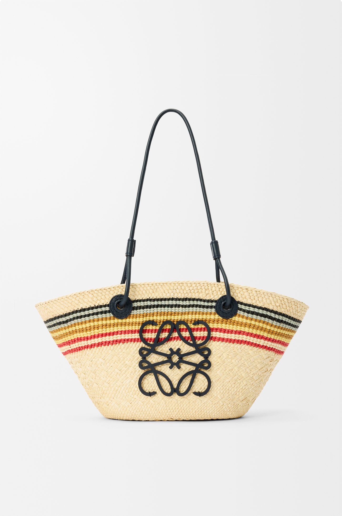 LOEWE Small Anagram basket in iraca palm and calfskin Natural/Multicolor