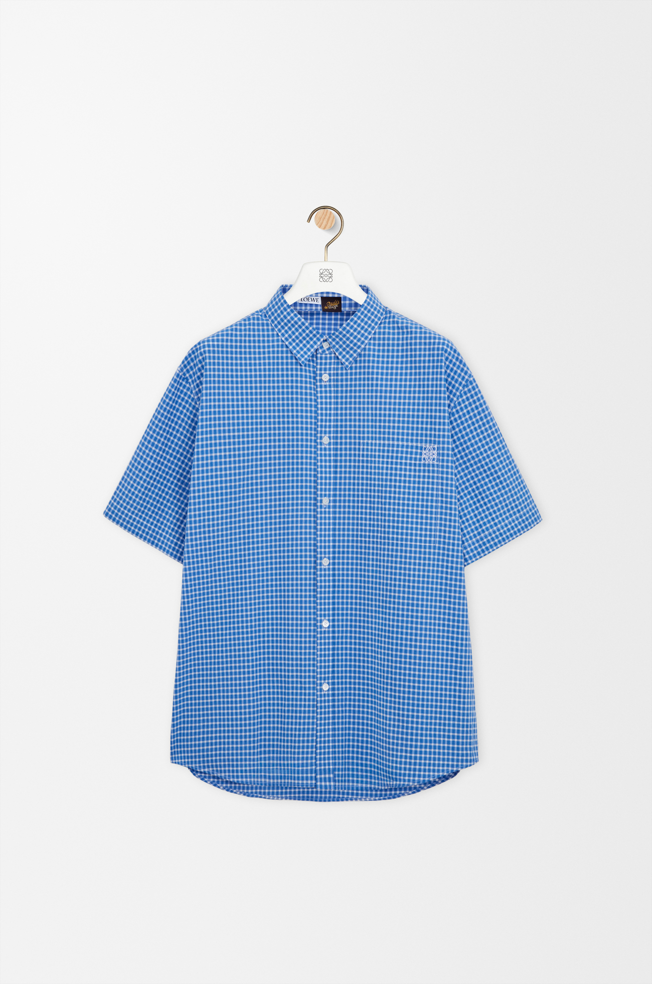LOEWE Camisa de manga corta en algodón Azul/Blanco