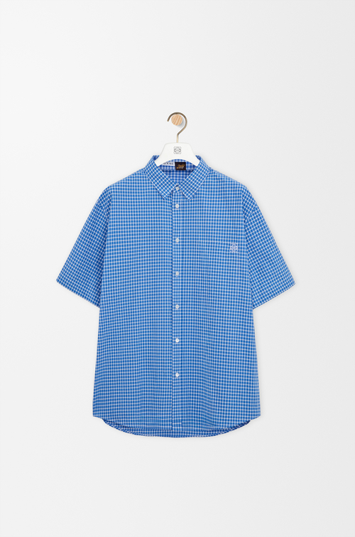LOEWE Camisa de manga corta en algodón Azul/Blanco