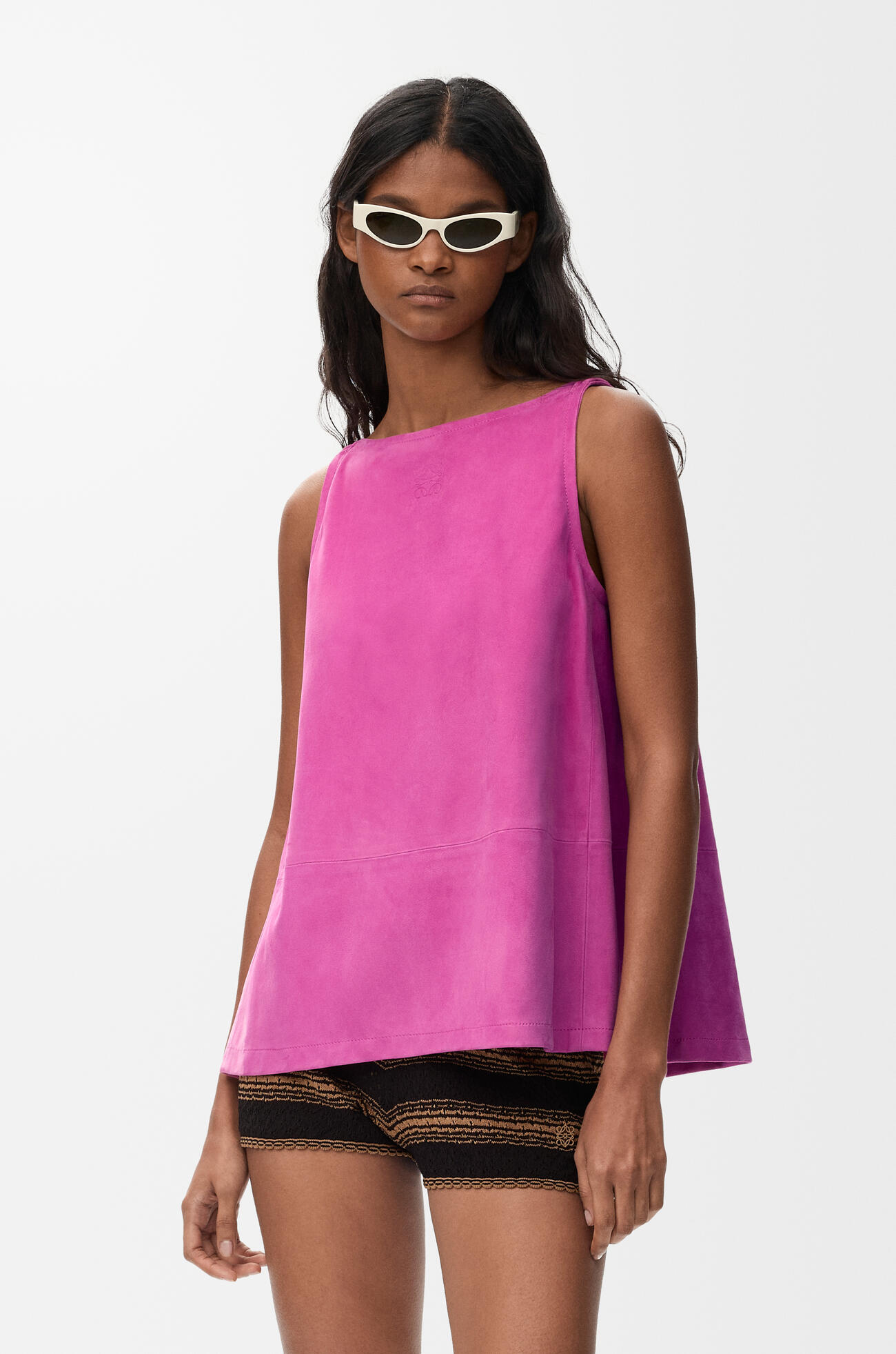 LOEWE Top in suede goatskin Pink