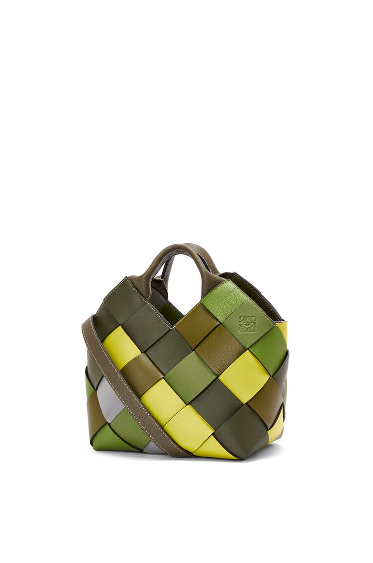 LOEWE Small Surplus Leather Woven basket bag in classic calfskin Green/Green pdp_rd