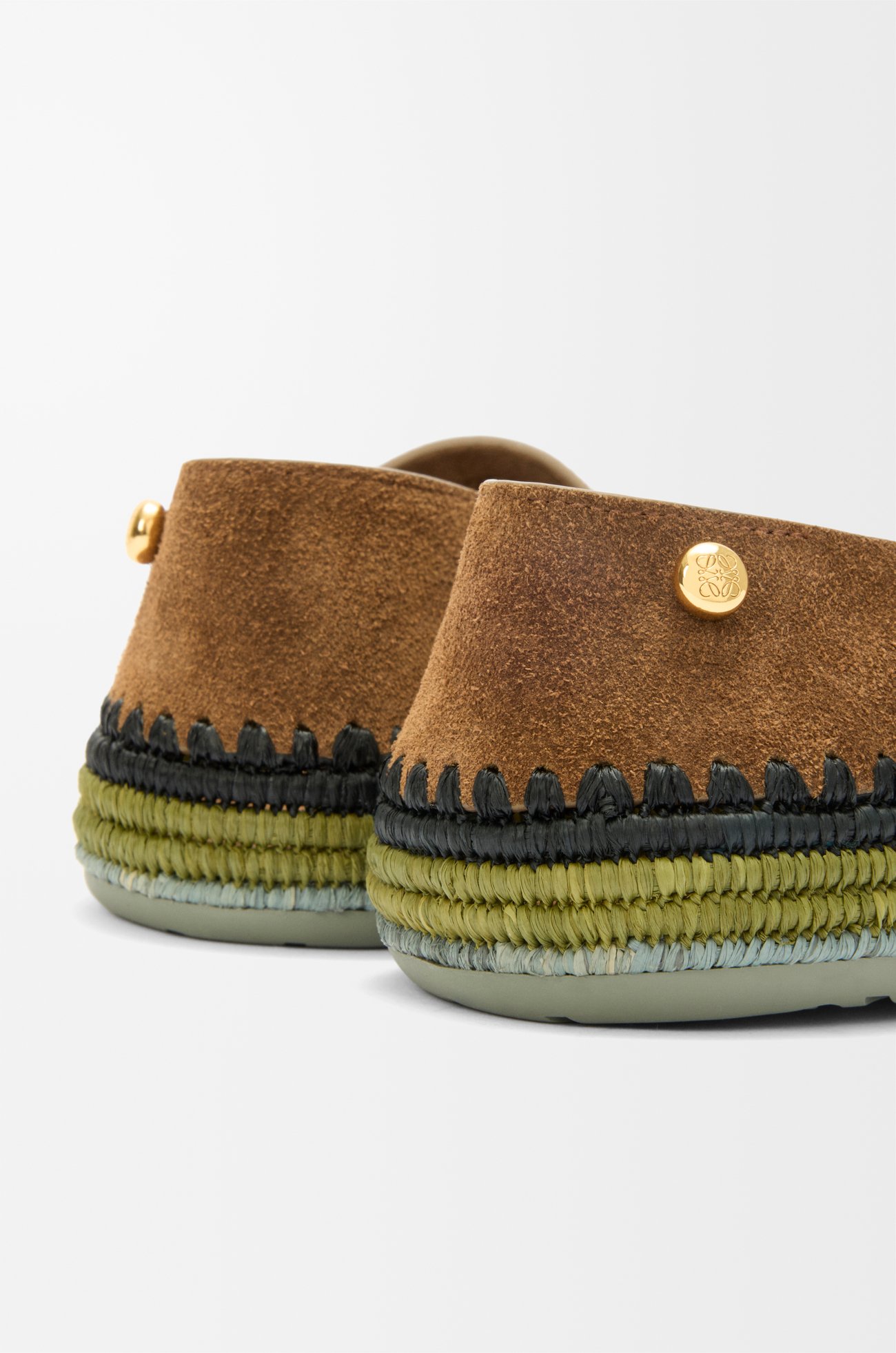LOEWE Rio slipper in suede and raffia Brown