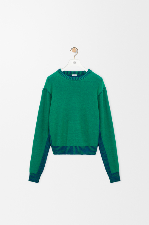 LOEWE Sweater in cotton and wool Green/Blue