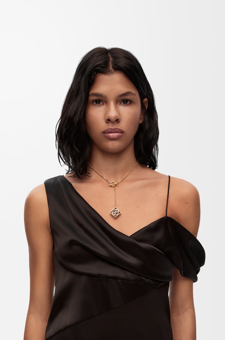 LOEWE Pave Anagram necklace in sterling silver and crystal Gold