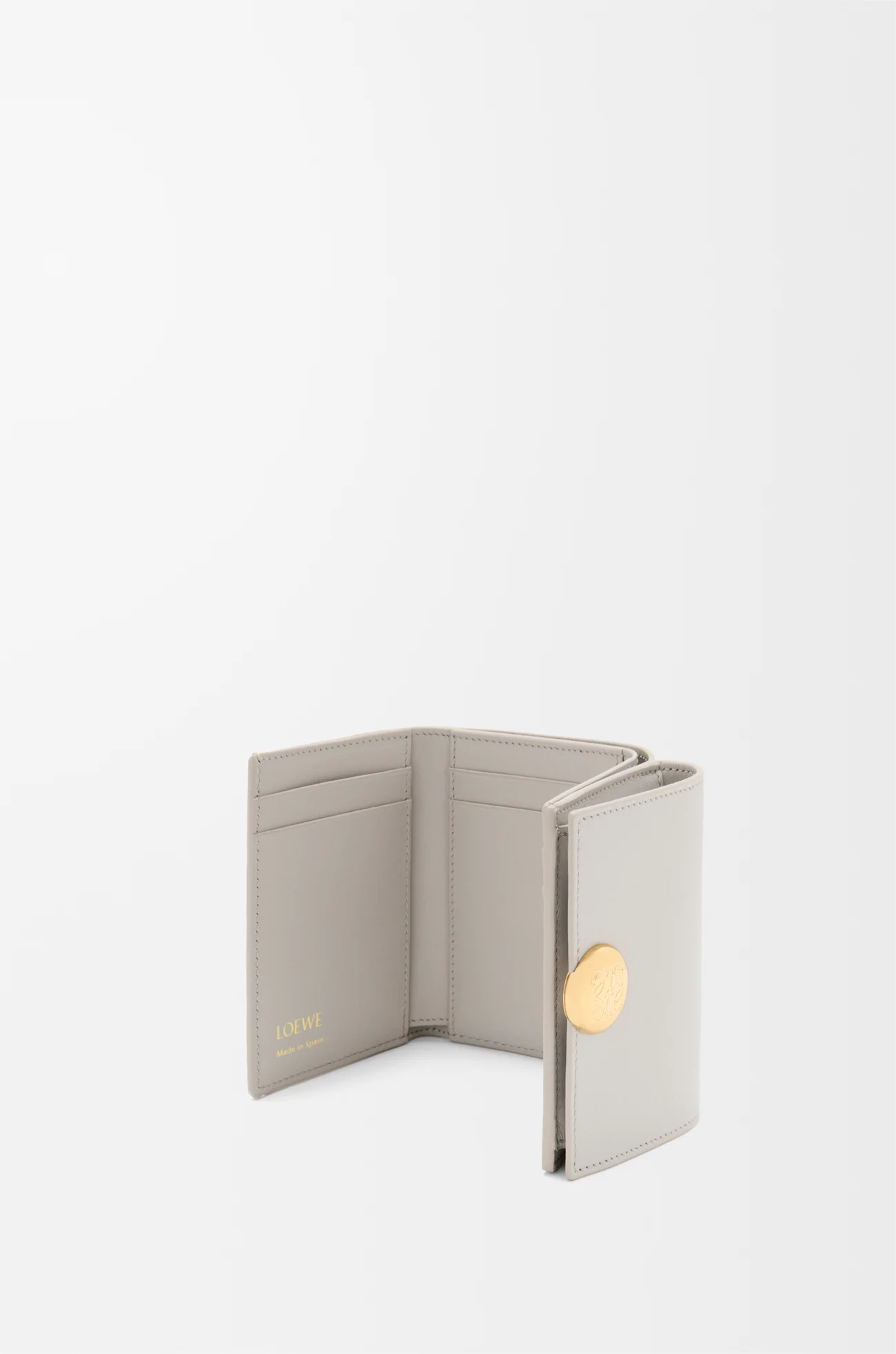 LOEWE Pebble trifold wallet in shiny nappa calfskin Shell Grey