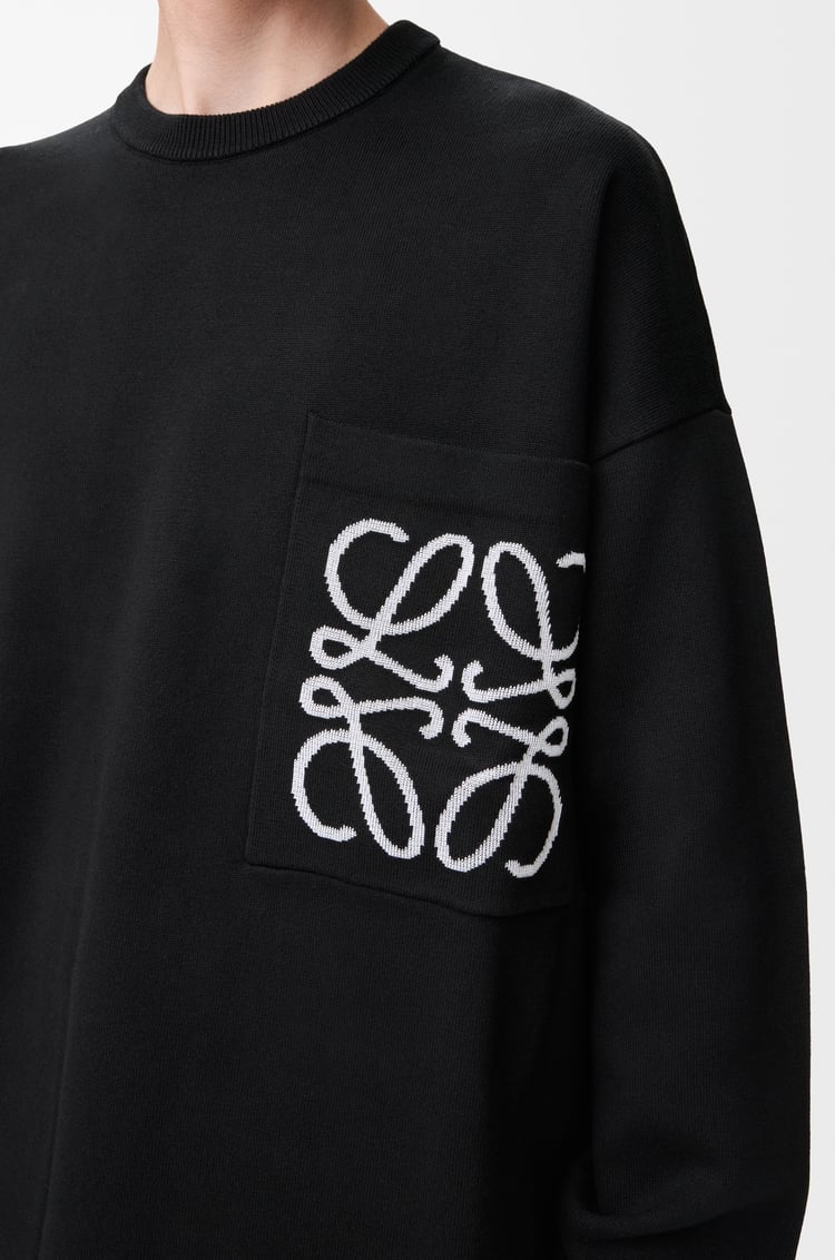LOEWE Anagram pocket sweater in cotton blend Black/White