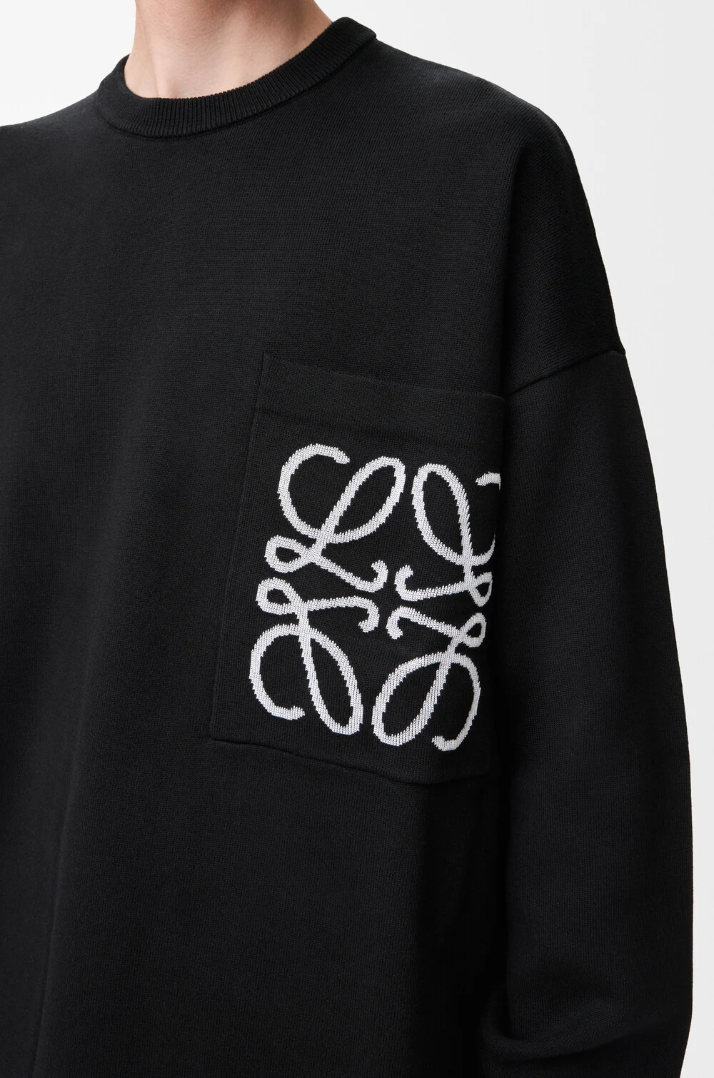 Anagram pocket sweater in cotton blend Black - LOEWE USA Official 