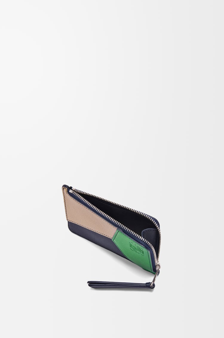 LOEWE Puzzle coin cardholder in classic calfskin Sand/Tropical Green