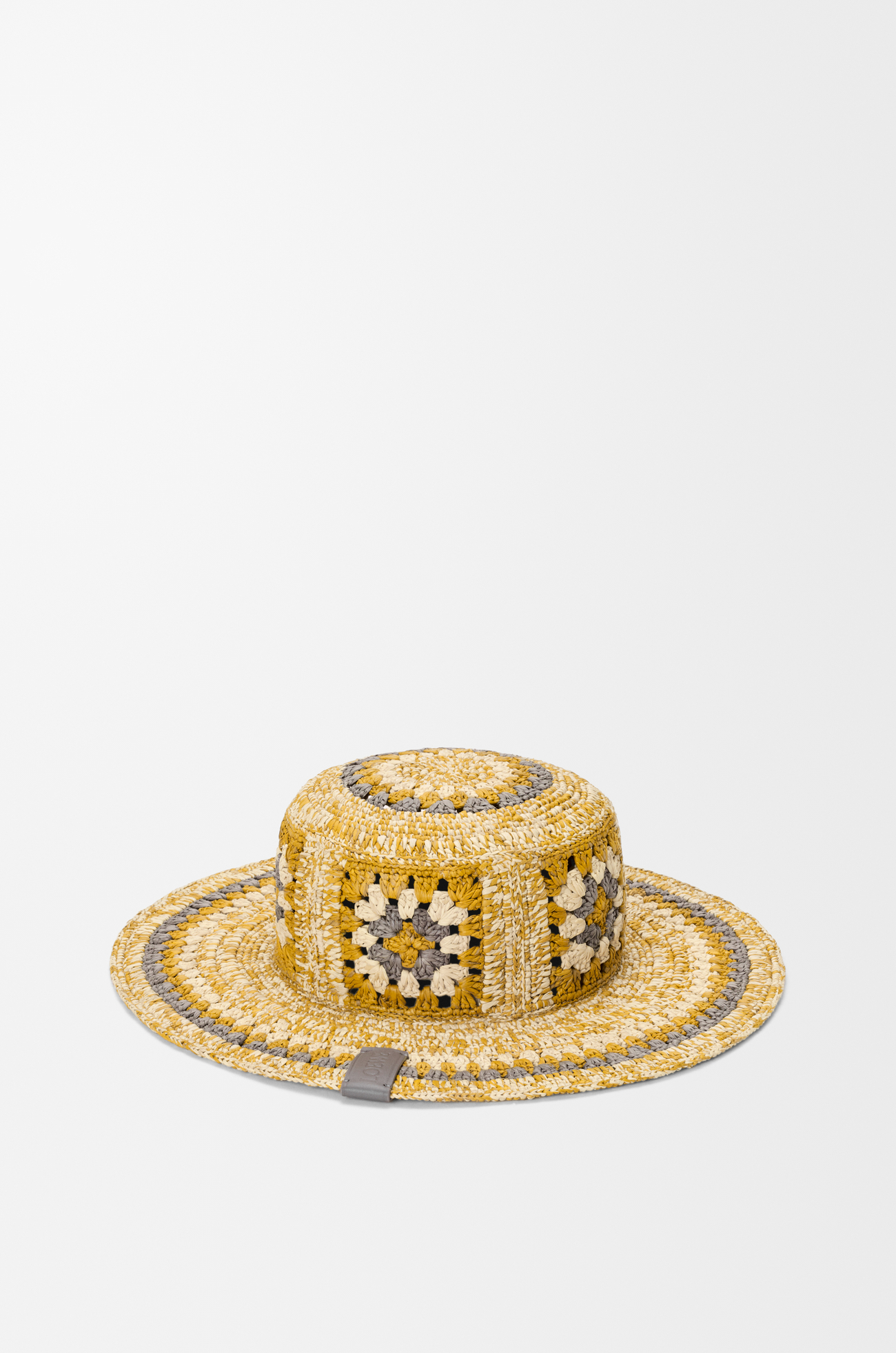 LOEWE Fisherman hat in raffia Pearl Grey/Mustard