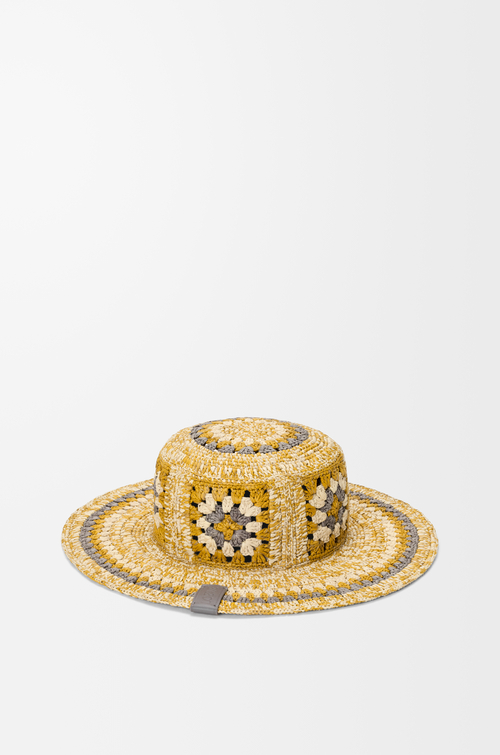 LOEWE Fisherman hat in raffia Pearl Grey/Mustard